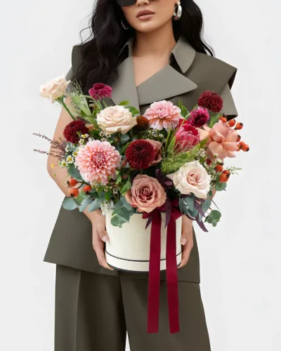 Autumn Embrace - The Luxury of Burgundy Flower Box