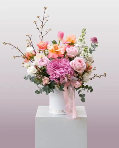 Bloom Sugar - A Pink Hydrangea and Roses Flower Box