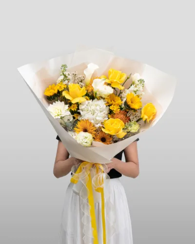 Mellow Yellow - Bright Yellow and White Bouquet