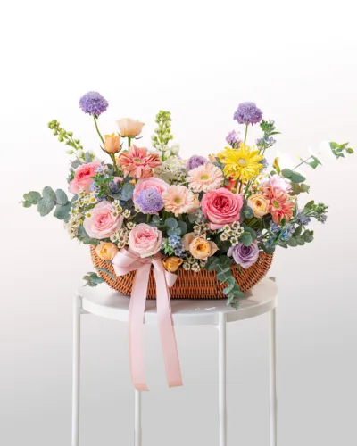 Spring Symphony - Pastel Flower Basket